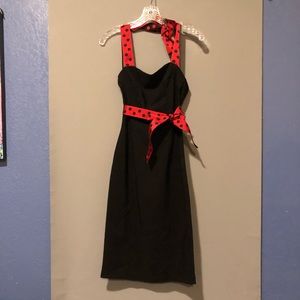 Sexy black pencil dress with poka dot details